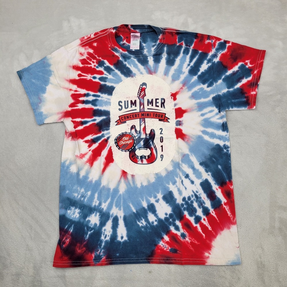 Old Chicago Shirt Mens Medium Summer Concert Mini Tour Festival Tie Dyed Merch